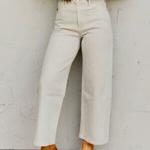Kan Can Denim | Cream Cropped Wide Leg Denim - Size 11/29